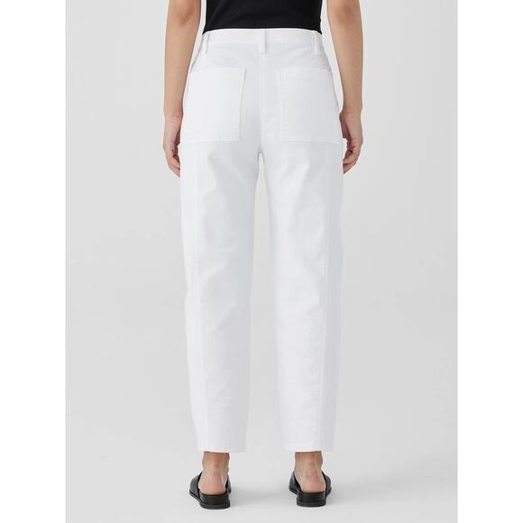 Eileen Fisher Lantern Jeans Size L White Organic Cotton Crop Denim Casual Staple - Picture 6 of 13